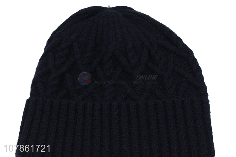 Top quality black fashion knitted hat for men and women