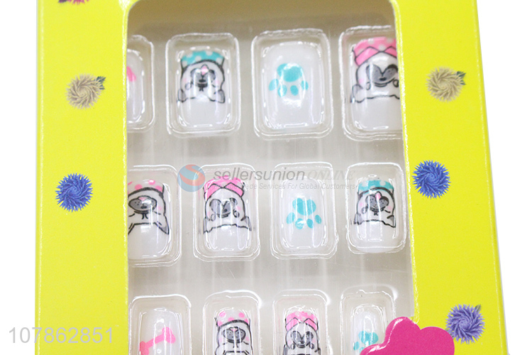 Cartoon Pattern Nail Beauty Press On Fake Nails Tips For Kids