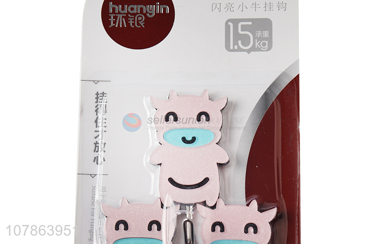 New arrival punch free cartoon cow bathroom hooks utensils hook