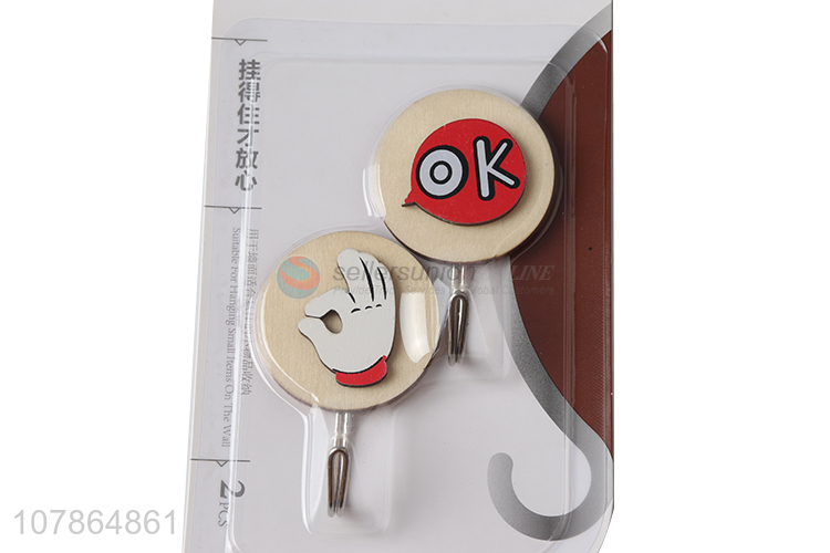 New product stylish ok sticky wall hook wooden kitchen hook