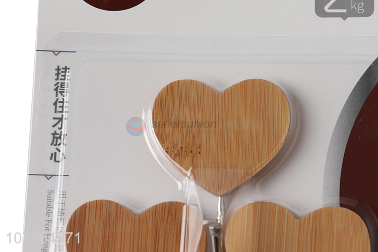 Hot selling heart shape wooden sticky hooks coat hanger wholesale