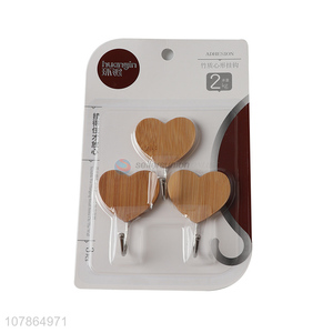 Hot selling heart shape wooden sticky hooks coat hanger wholesale