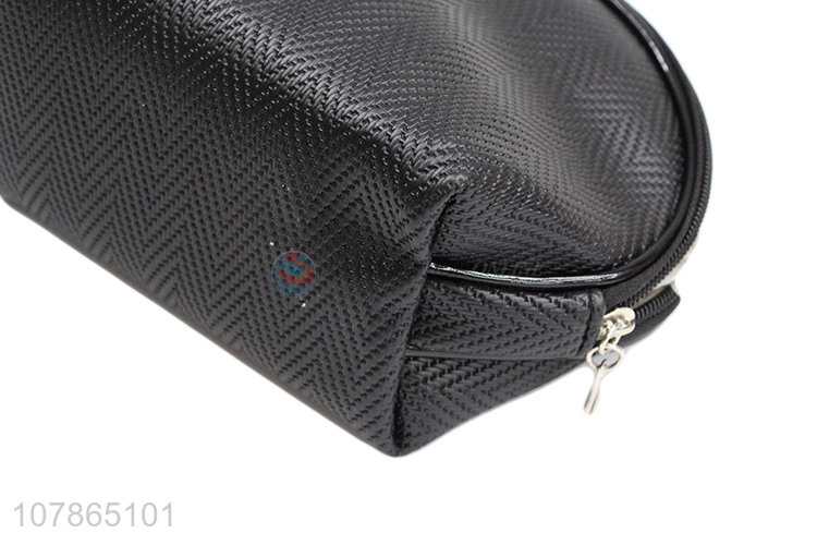 Best selling black portable makeup bag with metal zipper