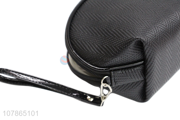 Best selling black portable makeup bag with metal zipper