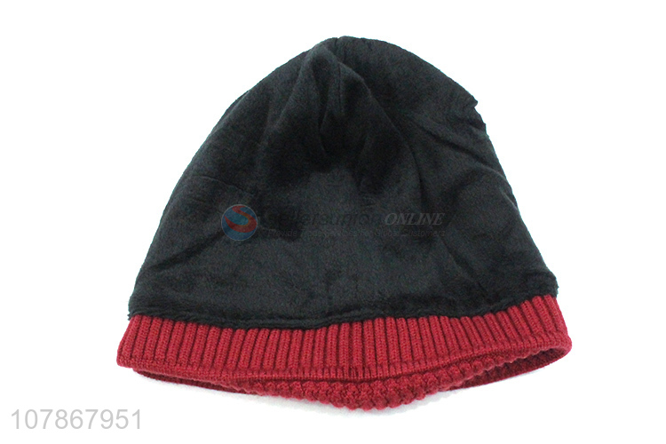 Hot selling red thick woolen hat winter warm sports knitted hat