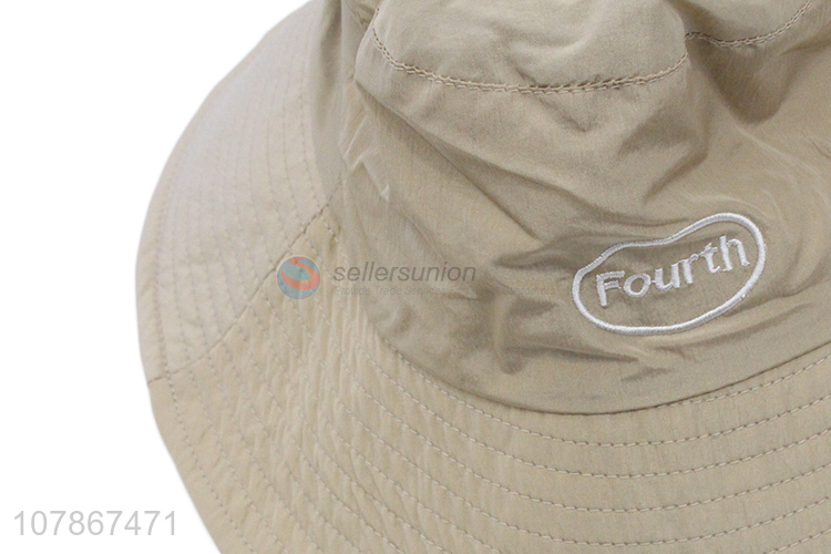 New arrival beige embroidered fisherman hat children outdoor sun hat