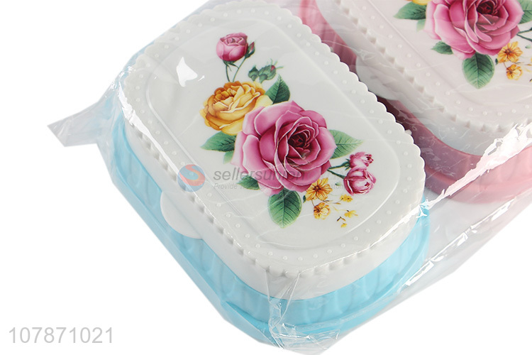 New arrival rose printed plastic soap box travel soap holder