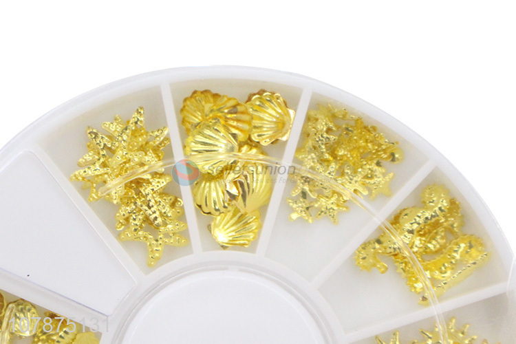 China factory wholesale golden shell creative nail art stickers set