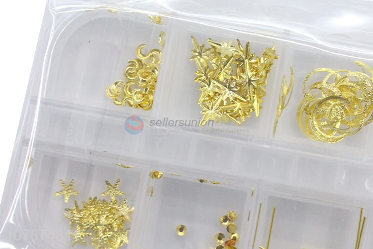 Latest Arrival Golden DIY Nail Art Sticker Rhinestone Nail Decoration