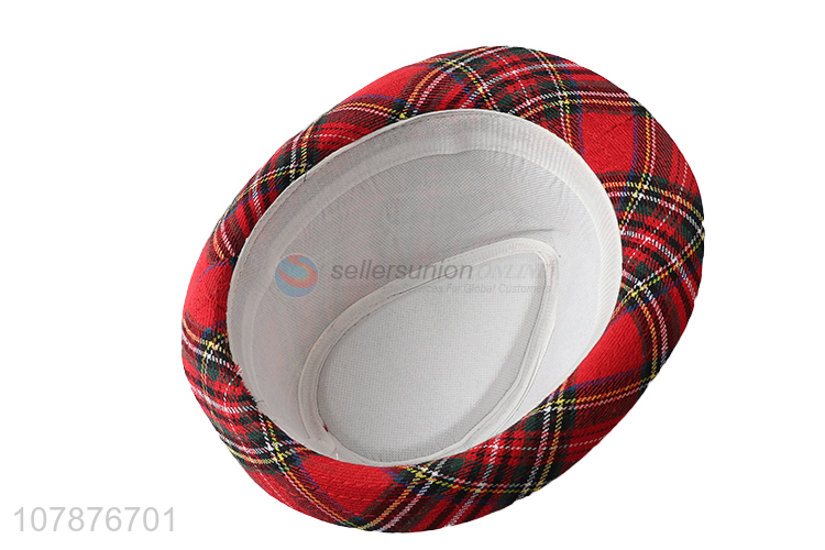 China supplier fashion plaid jazz hat checked sun hat