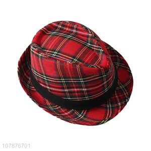 China supplier fashion plaid jazz hat checked sun hat