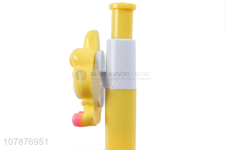 Factory direct sale yellow cartoon plastic ballpoint pen with lid