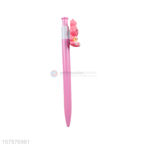 Yiwu wholesale pink cartoon ballpoint pen plastic press ballpoint pen