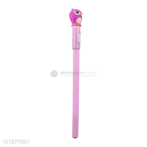 New design cartoon owl pink plastic press ballpoint pen