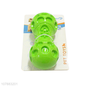 Good Quality Green TPR Barbell Pet Chew Toy Interactive Dog Toy