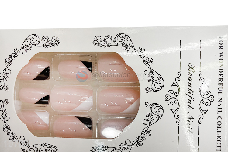 Popular Ladies Pink Press On Nails Pre-Glued Artificial Nail Tips