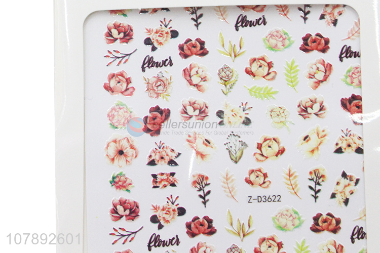 Hot selling durable paper flower pattern mini nail art stickers