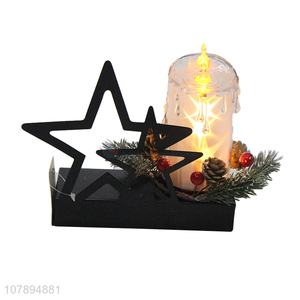 Yiwu wholesale holiday Christmas ornaments iron art led light wax candle