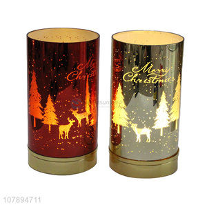 New arrival battery operated cylindrical electric Christmas glass lamp