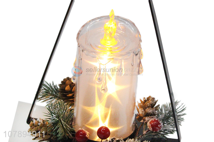 Low price battery powered Christmas metal art led candle Xmas ornaments