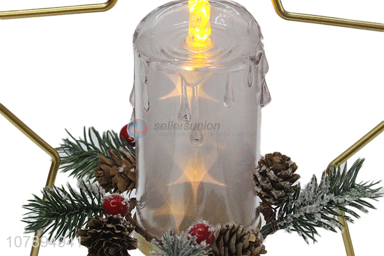 Factory supply standing Xmas decoration iron art led light electronic candle