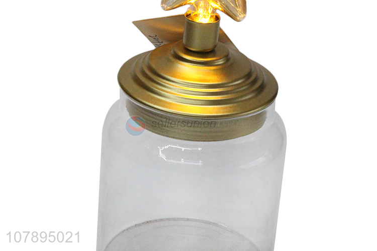 High quality fancy led glass Christmas night lamp clear glass storage jar