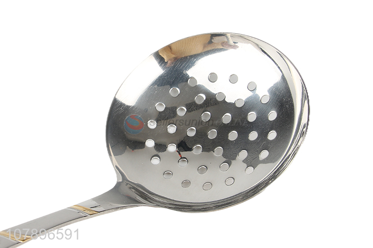 Hot sale silver long handle stainless steel hot pot colander