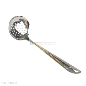 Yiwu wholesale silver oblique handle stainless steel colander