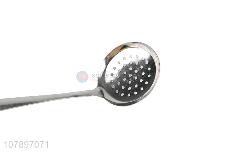 High quality silver stainless steel long handle colander