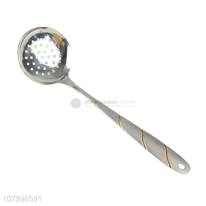 Hot sale silver long handle stainless steel hot pot colander