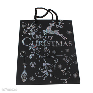 New design black printing christmas day gift tote bag