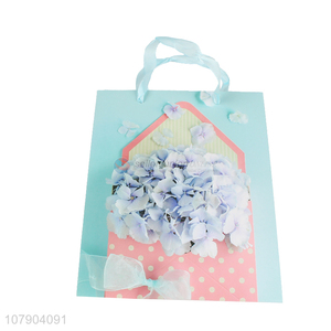 Yiwu wholesale blue paper gift bag printing packaging bag