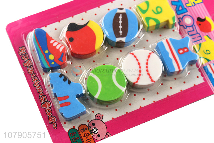 Good Quality Sports Series Cartoon Eraser Cute Stationery Set