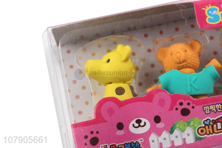 Best Sale Cartoon Animal Funny Eraser Students Eraser Set