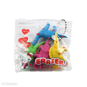 Best Sale 4 Pieces Simulation Dinosaur Shape Erasers For Kids