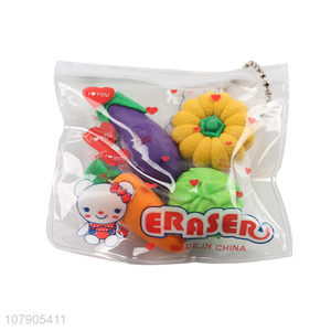 New Design 4 Pieces Vegetable Shape Eraser Set For Students