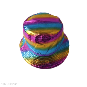 Wholesale rainbow color two sides waterproof ladies bucket hat sunhat