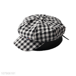 China products unisex autumn winter plaid beret hat checked beret cap