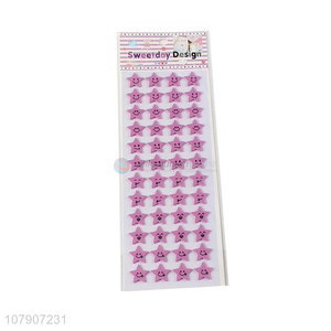 Hot selling pink five-pointed star sticker for children toys