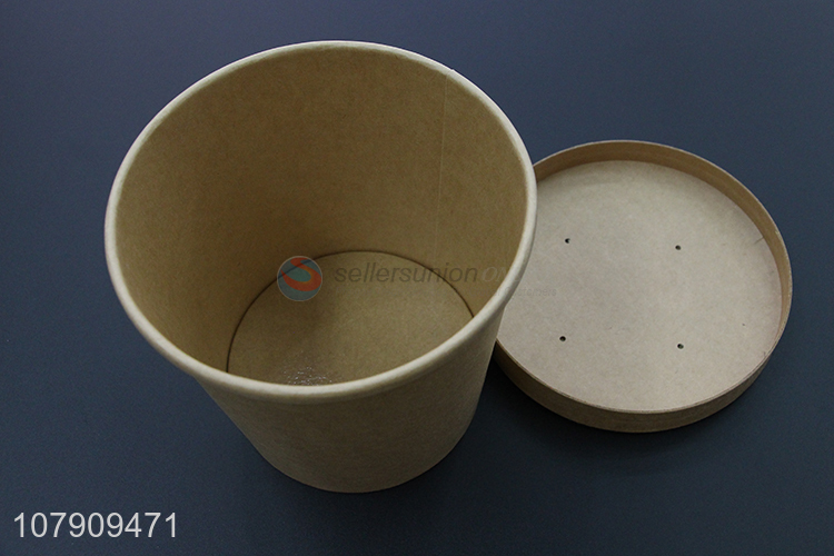 Wholesale kraft paper bowl takeaway packaged soup bucket