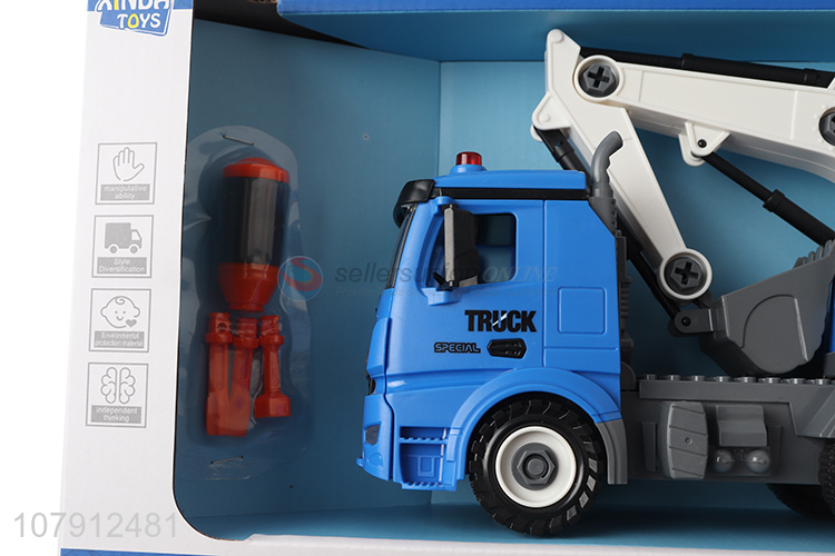 Online wholesale car model toy diy assembled engineering truck toy