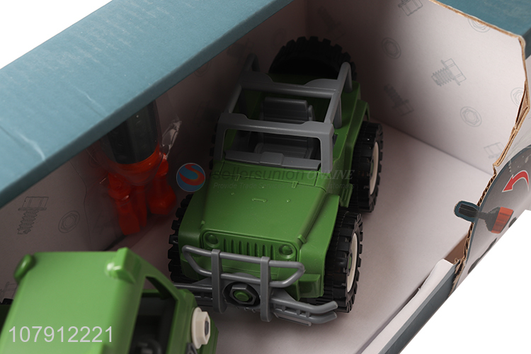 New product kids plastic toy vechicle assembled military truck toy set