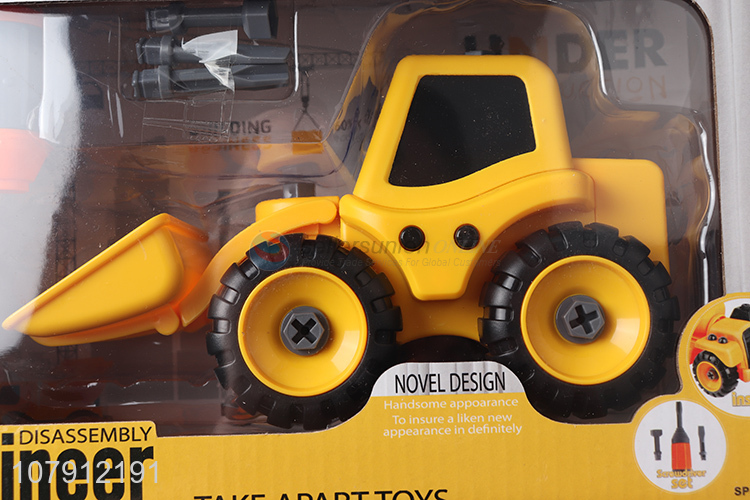 Hot sale plastic toy vechicle diy disassembly construction road roller truck