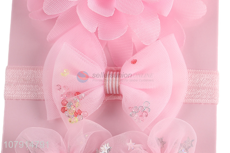 Hot Sale 3 Pieces Handmade Flower Bowknot Headband For Kids