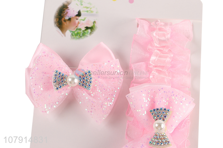 Wholesale Infant Kids Hair Accessory Fashion Bow Hairpin Headband Set