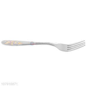 Good quality reusable stainless steel tableware fork with flower pattern handle