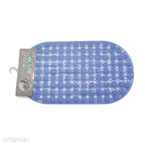 Good selling blue ellipse shape non-slip bath mat with top quality