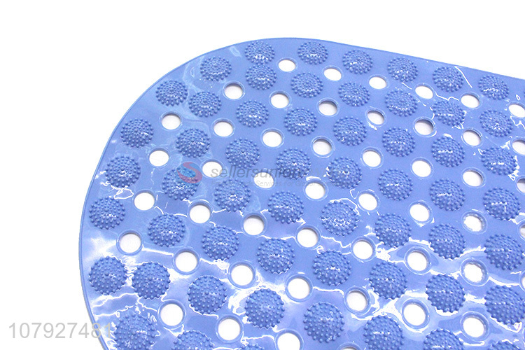 Good selling blue ellipse shape non-slip bath mat with top quality