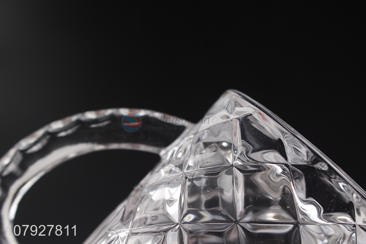 Low price clear household glass drinkware glass milk water beer cup with handle