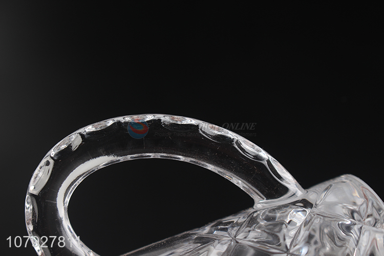 Low price clear household glass drinkware glass milk water beer cup with handle